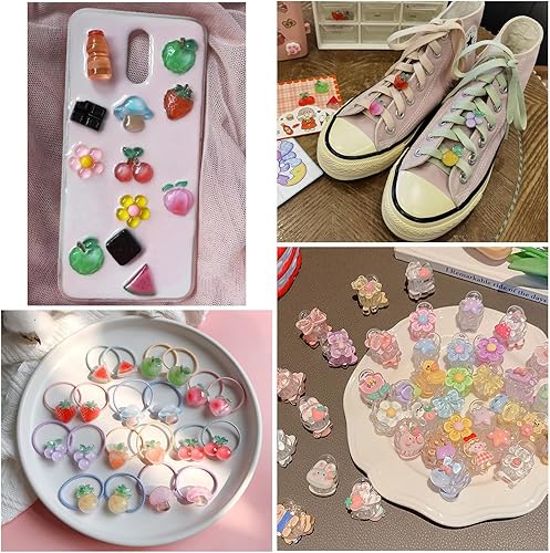 Miniatura 3 de Pandahall - 72 dijes de resina de animales con parte trasera plana, dijes kawaii de resina de caramelo, conejo, hongos, fresas, zanahorias, osos, 2