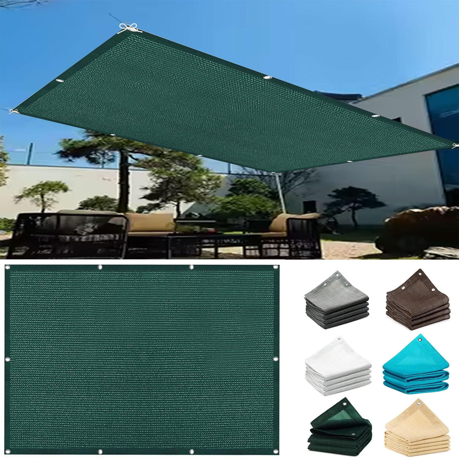 Voile ombrage protection UV et filet anti-chaleur respirant 2.5x6.5m