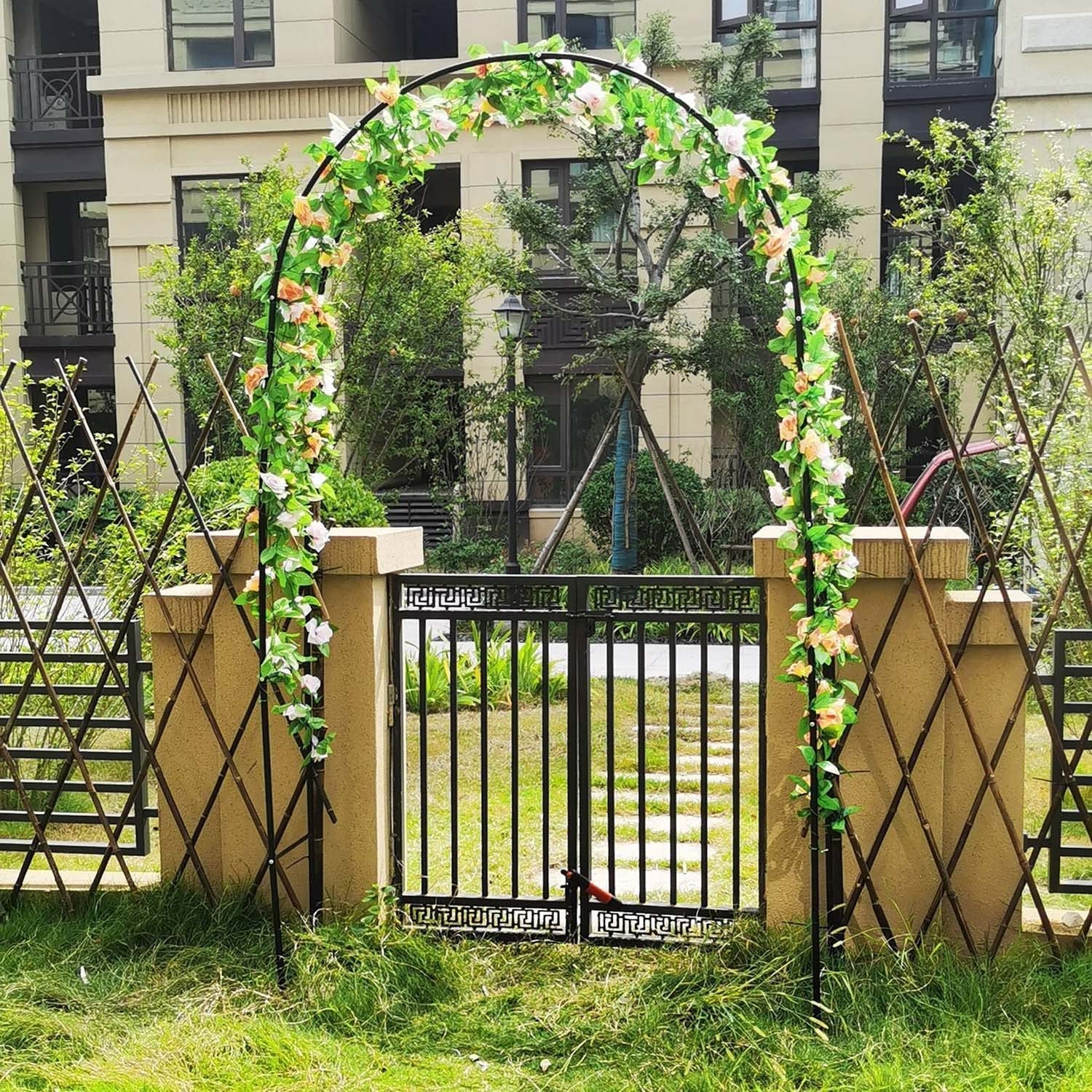 Arco Da Giardino In Metallo Per Rampicanti - 220 Cm Nero, Robustissimo Per Rose E Viti - Foto 5