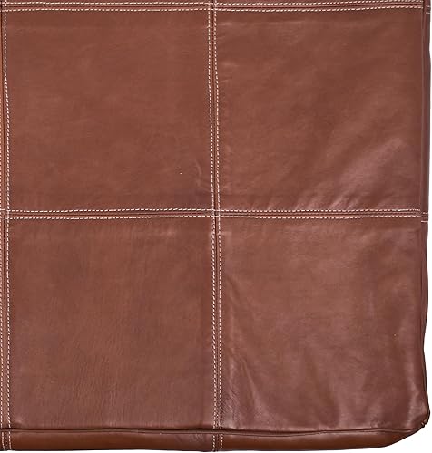 Miniatura 121 de Marrakesh Gallery Funda otomana de cuero - Puf cuadrado marroquí, sala de estar, dormitorio otomano Marrón,Beige Bronceado,Azul,Marrón (Dark