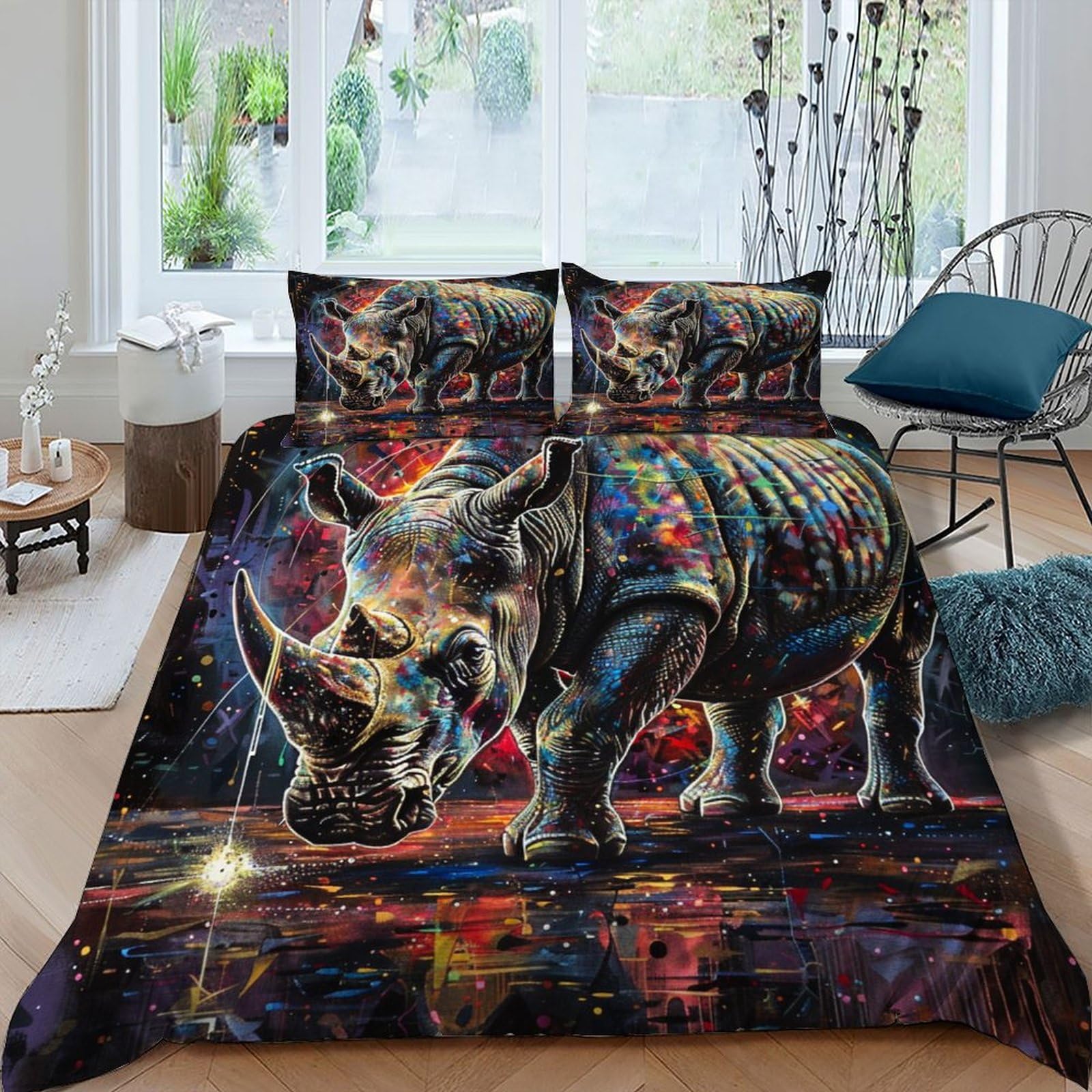 Housse de couette animal 3D 220x240 cm en microfibre pour lit adulte