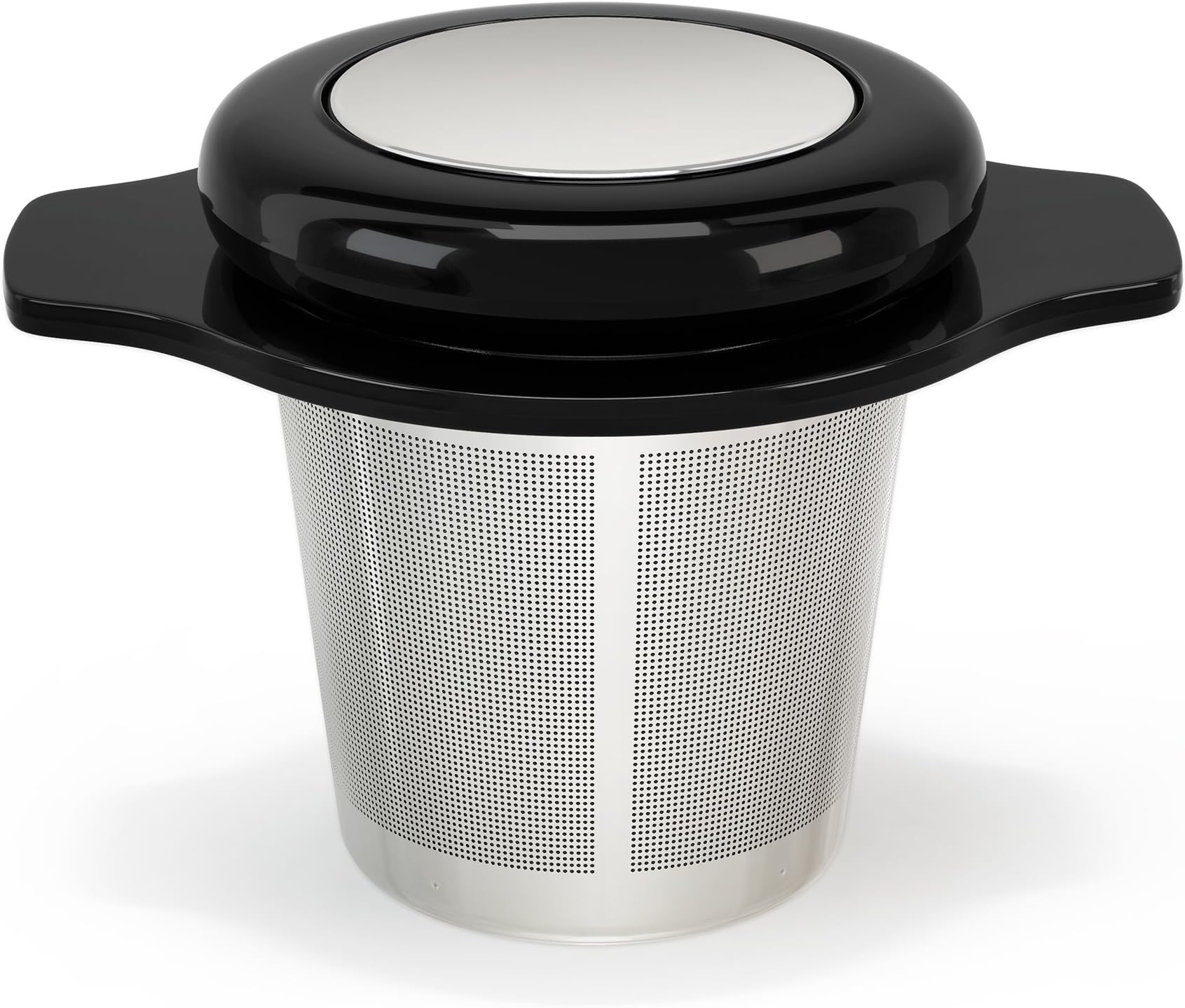 MyTea Infuser ~ Ultra Fine Loose Leaf Tea Infuser with Lid ~ Large Capacity Stainless Steel Tea Strainer Basket Steeper ~ Wide Rimmed with Double Winged Handles ~ Stay Cool Finger Protection