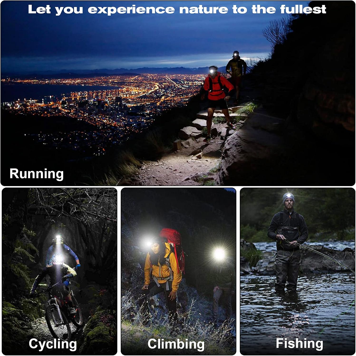 LED Rechargeable Headlamp, 90000 Lumens Super Bright with 5 Modes and IPX6 Level Waterproof USB Rechargeable Headlamp, 90° Adjustable, Suitable for Outdoor Camping, Running, Cycling,Climbing, Etc : Tools & Home Improvement