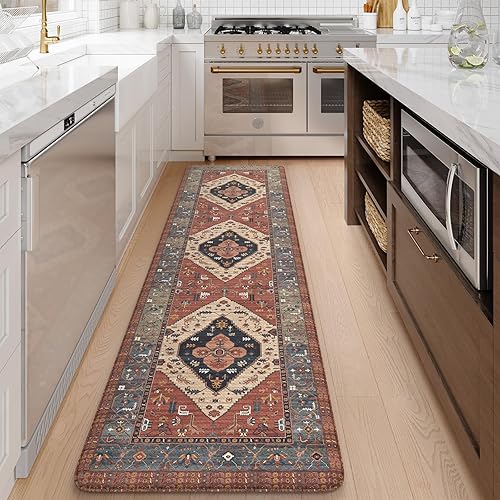 Miniatura 75 de KIMODE - Tapetes de cocina antifatiga, 2 unidades, navideños, estilo rústico, acolchados, para lavandería, oficina, fregadero, color rojo, 17 x 47