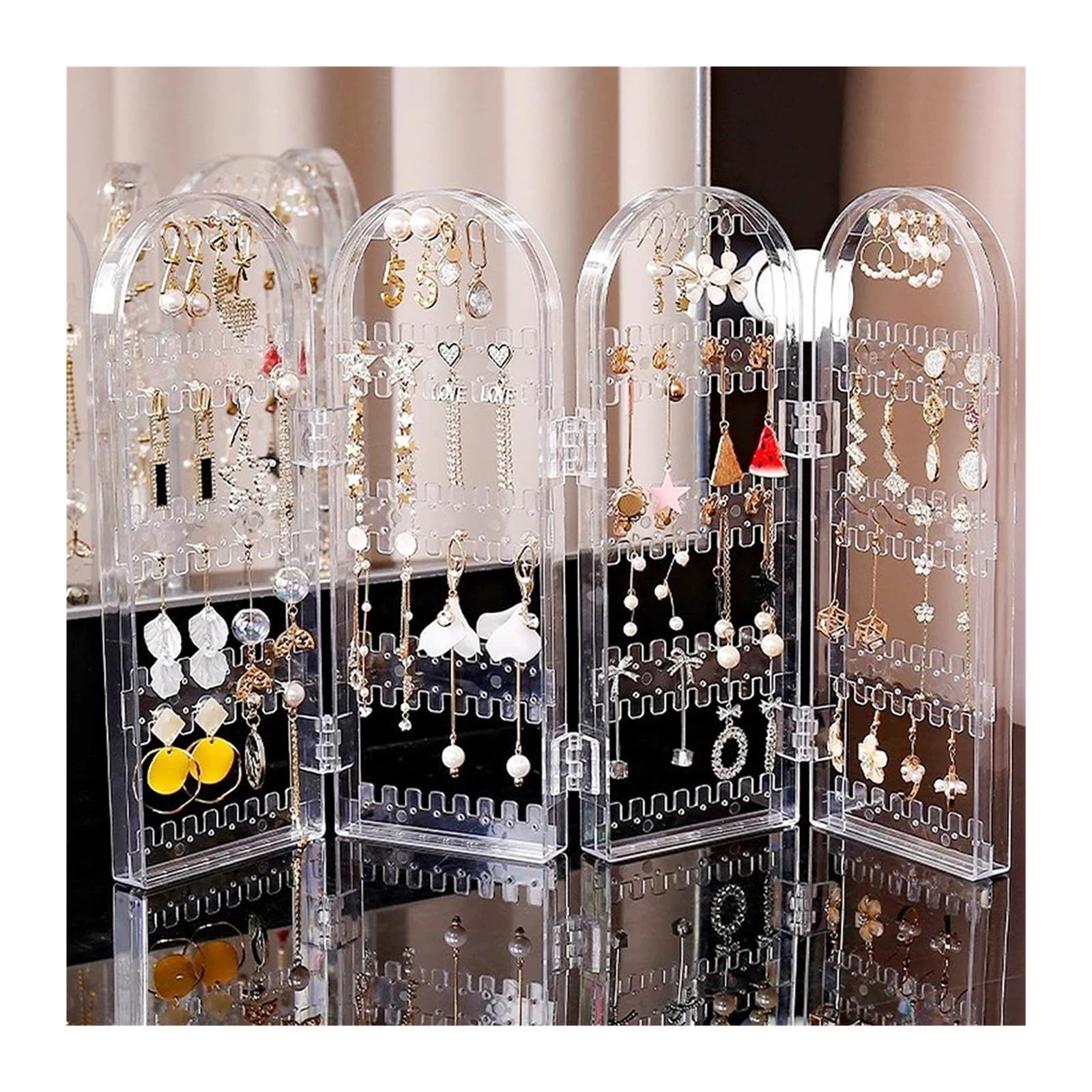 Présentoir à bijoux en acrylique à 240 trous for vente au détail/boutique | Présentoir à bijoux transparent avec 240 trous for le stockage des petites entreprises.(7043-Transparency)
