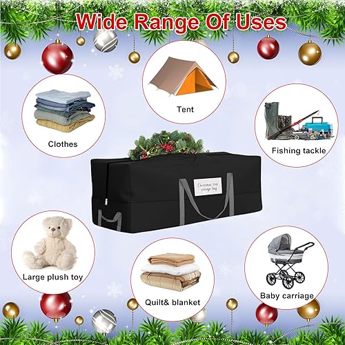Miniatura 3 de Bolsa de almacenamiento para árbol de Navidad, se adapta a árboles artificiales de hasta 10 pies de alto, bolsa Oxford 600D resistente con asas