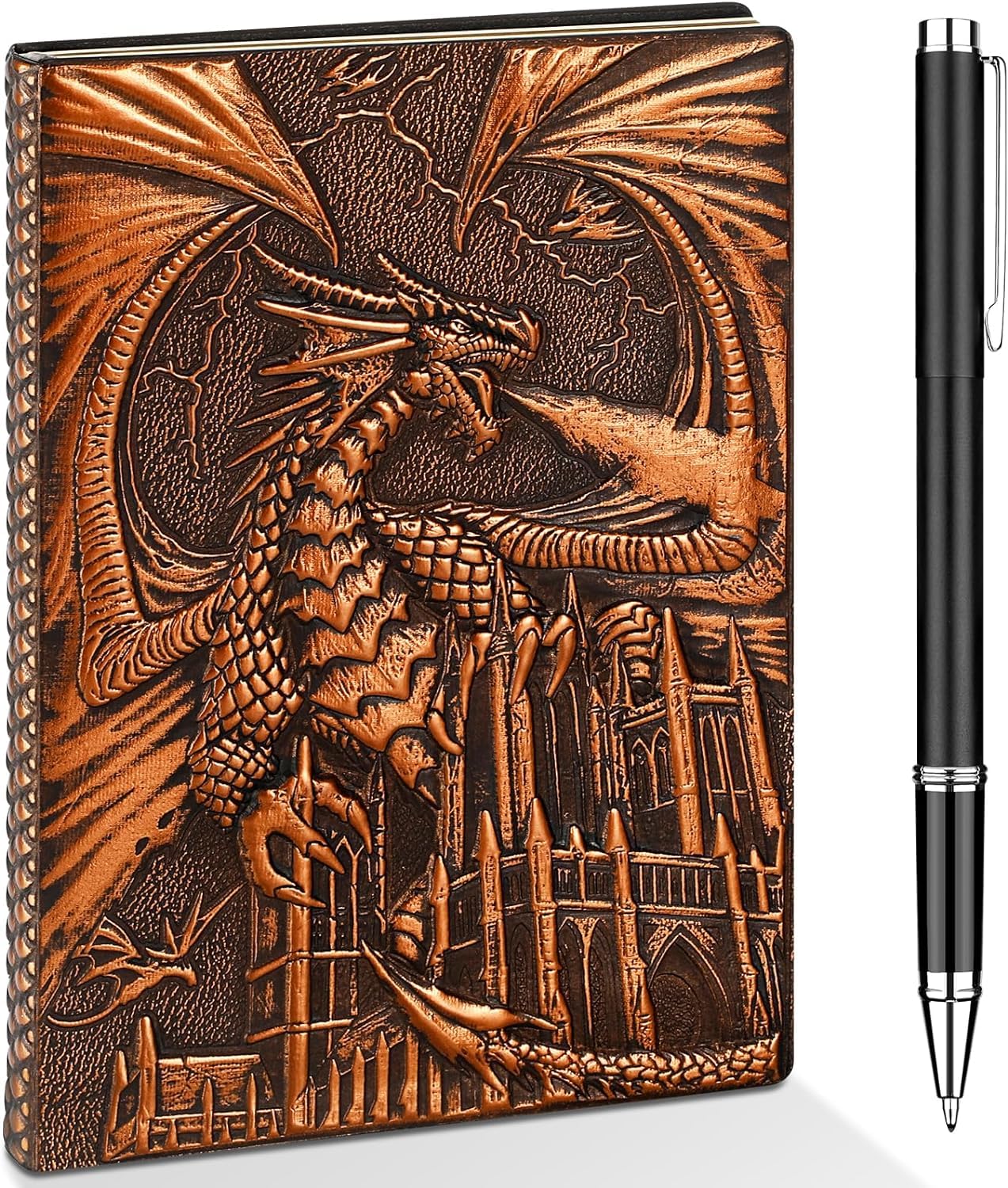 KASTWAVE 3D Dragon DND Journal Writing Notebook, Fantasy D&D Leather Journal Book for Dungeons and Dragons Gifts Nerdy DM & Players RPG Lovers Accessories, 200 Pages A5 Travel Notepad for Men or Women