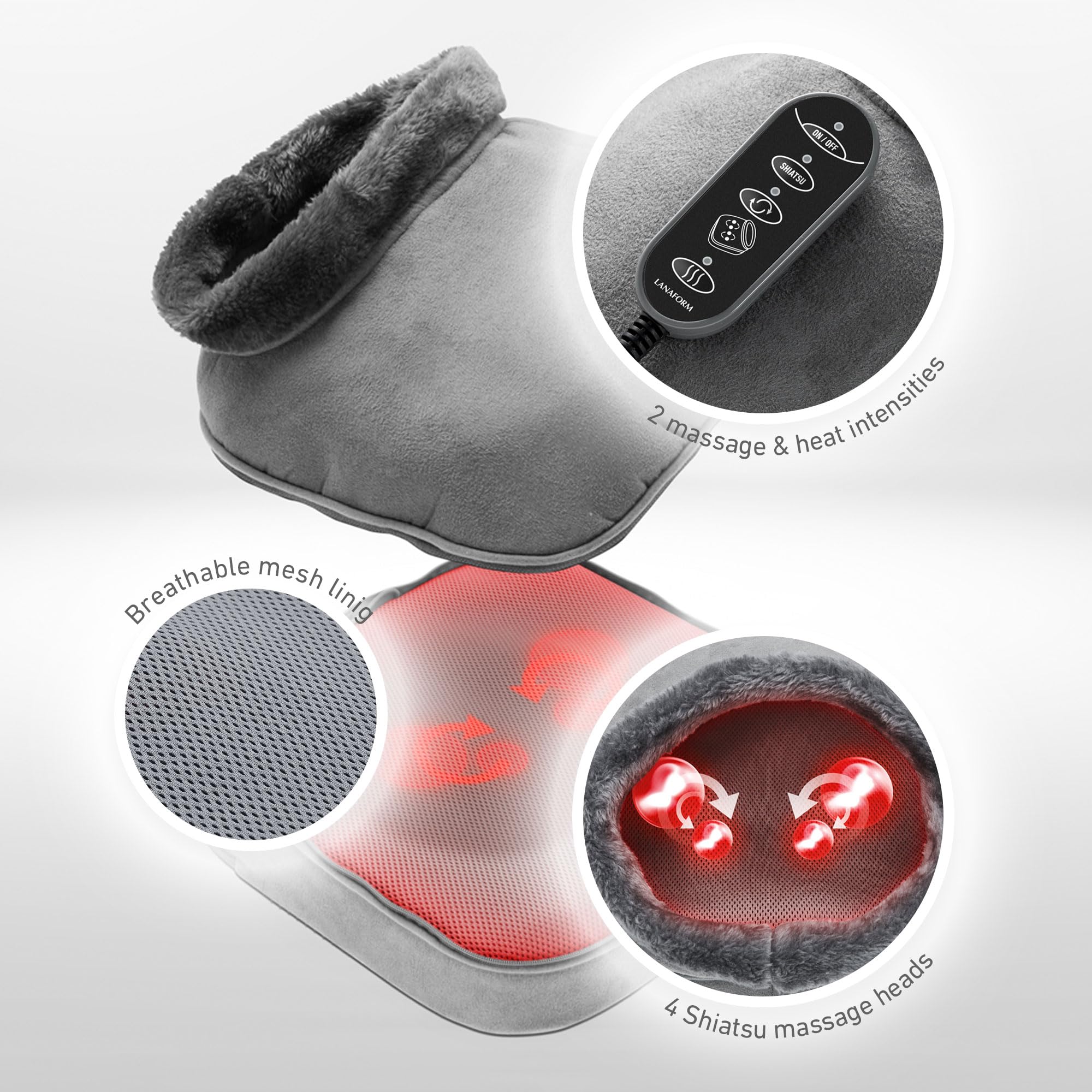 2-in-1 Shiatsu Comfort - Cuscino Per Massaggio - Cuscino Massaggiante Riscaldato - Massaggio Ai Piedi - Massaggio Shiatsu Ai Piedi - Scaldapiedi