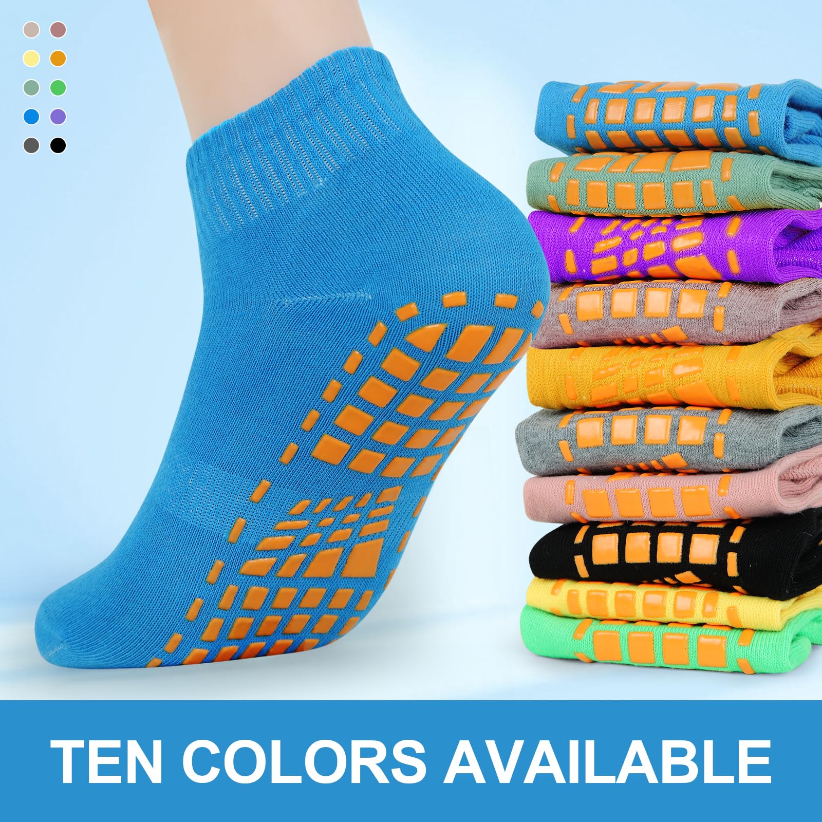 Sophproton 100 Paar Trampolinsocken, Großpackung, rutschfeste Yoga-Socken, Pilates, Krankenhaus, Hausschuhsocken für Männer und Frauen, Mehrfarbig/Meereswellen (Ocean Tides), Einheitsgröße