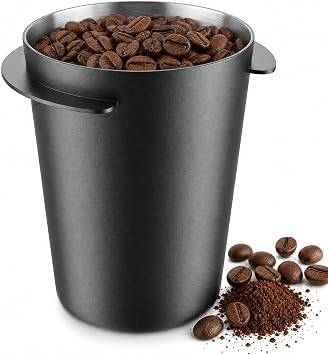 58mm Coffee Dosing Cup, 304 Stainless Steel Espresso Dosing Funnel for 58mm Portafilter, Thickened Coffee Powder Feeder Part, Easy to Clean Coffee Machine Accessories for Barista and Home, Black