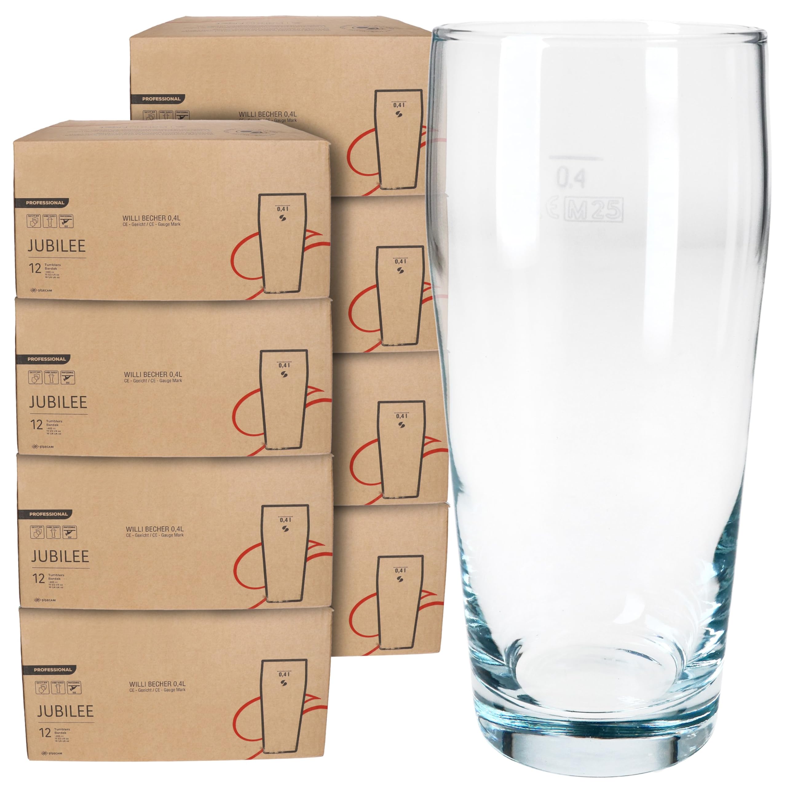 MamboCat 96er Set Willibecher 0,4 L geeicht I Biergläser aus klarem Glas mit Eichstrich I Trinkgläser für Bier, Wasser, Cocktails & Softgetränke ideal für Gastro, Bars & Restaurants
