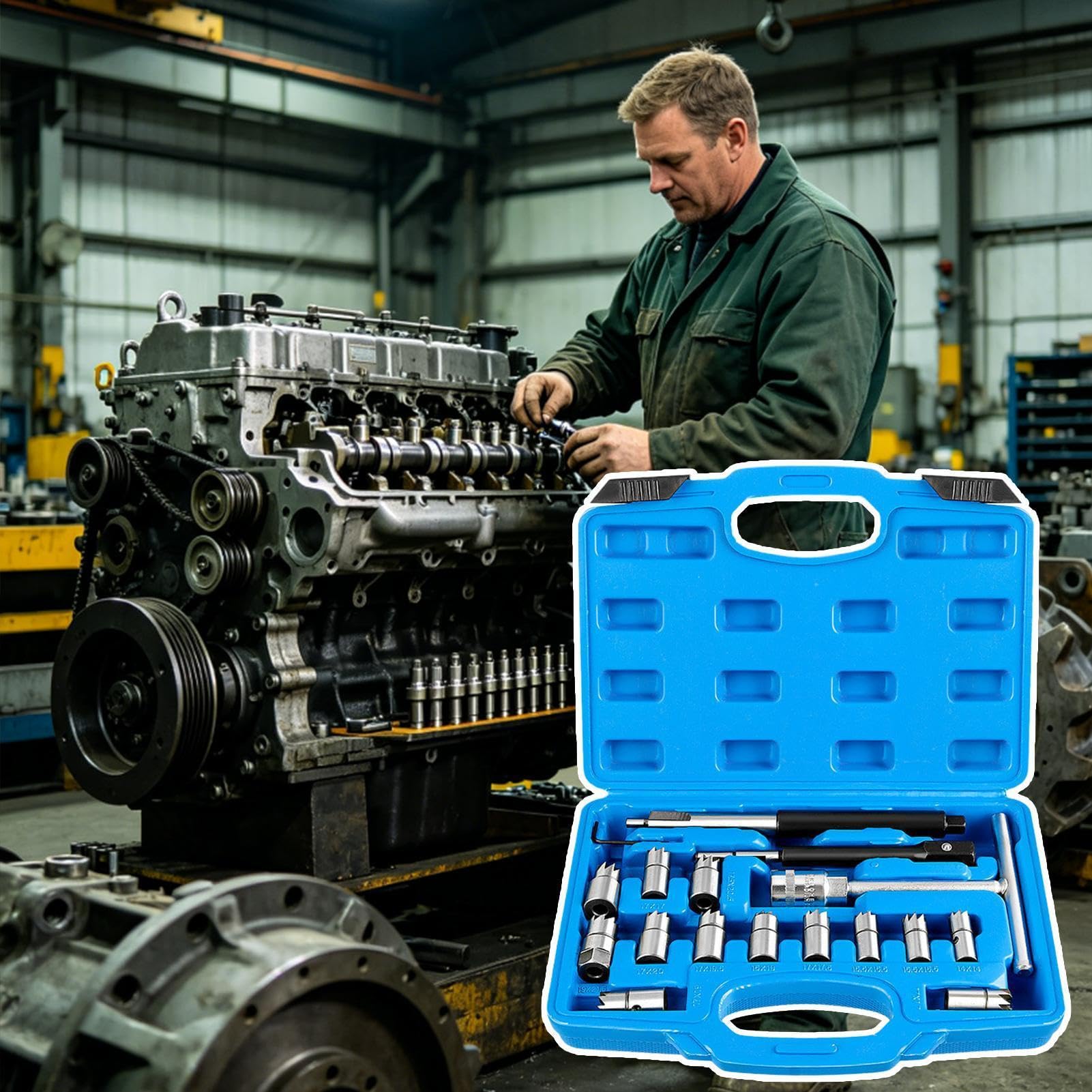 Generico Fresa per Sedi Iniettori Alesatore per Intensivo in Officina | Kit Pulizia Sedi Iniettori Completo Adatto alla maggior parte dei motori, officine e veicoli automotive da officina