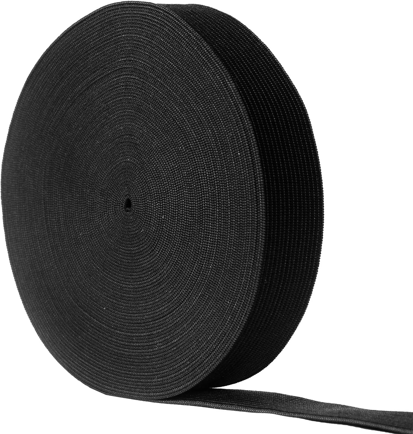 12 Yards Flat Elastic Band Spool Heavy Stretch Sewing Elastic Cord (Black, 1 Inch Width)