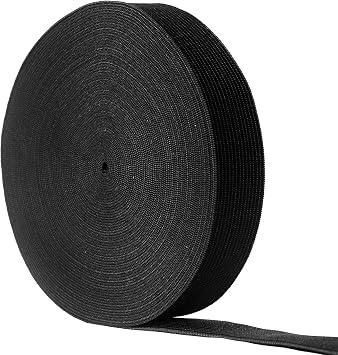 12 Yards Flat Elastic Band Spool Heavy Stretch Sewing Elastic Cord Black, 3/4 inches width