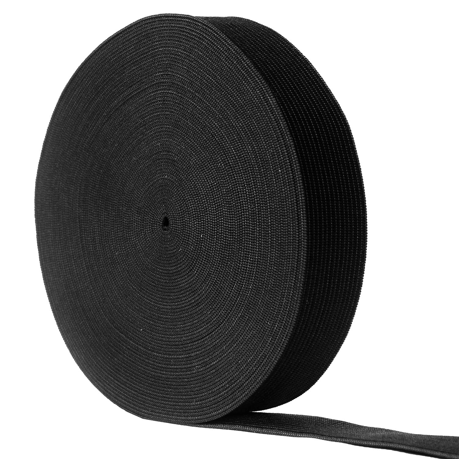 12 Yards Flat Elastic Band Spool Heavy Stretch Sewing Elastic Cord (Black, 1 Inch Width)