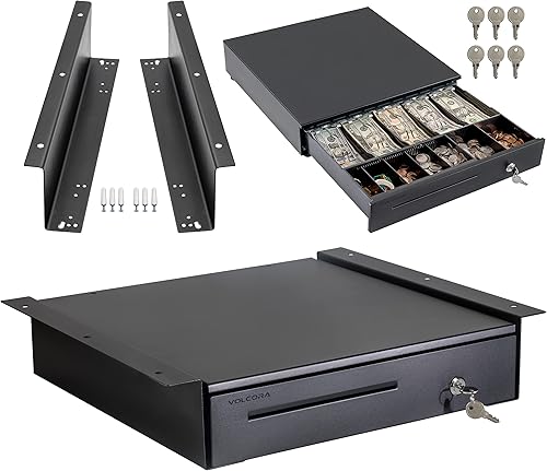 CajĂłn de caja registradora con soporte de metal de montaje debajo del mostrador cajĂłn de efectivo negro de 16 pulgadas para POS bandeja de efectivo CajĂłn de caja registradora con soporte de metal de montaje debajo del mostrador cajĂłn de efectivo negro de 16 pulgadas para POS bandeja de efectivo