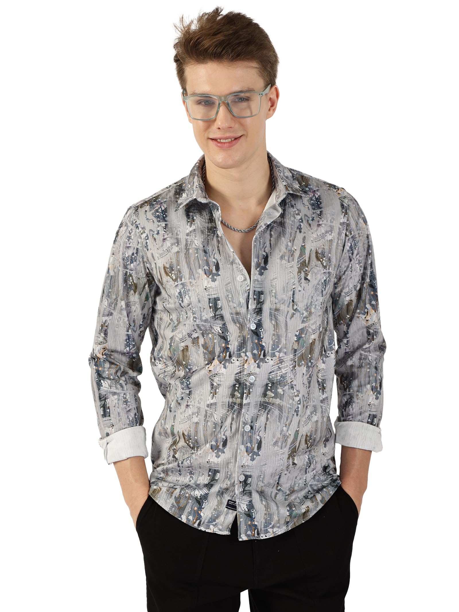 thomas scott Men's | Abstract | Full Sleeve | Slim Fit | Polycotton | Spread Collar | Casual Shirt-picture-37