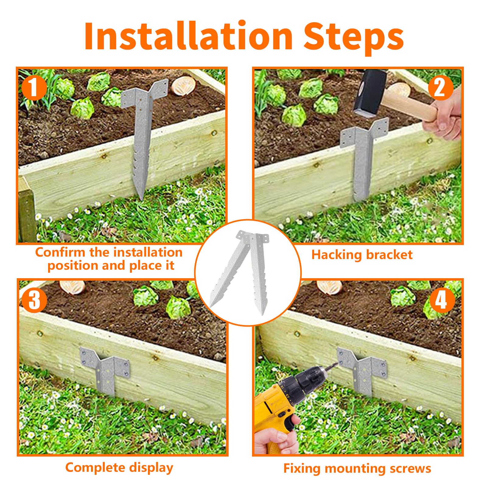 Lot de 10 Supports Traverses Chemin Fer Métal Robuste avec Vis, Poteau Clôture Jardin Design Dentelé, Piquets Robustes pour Murs Soutènement, Aménagement Paysager, Parterres Surélevés, Bordure Allée