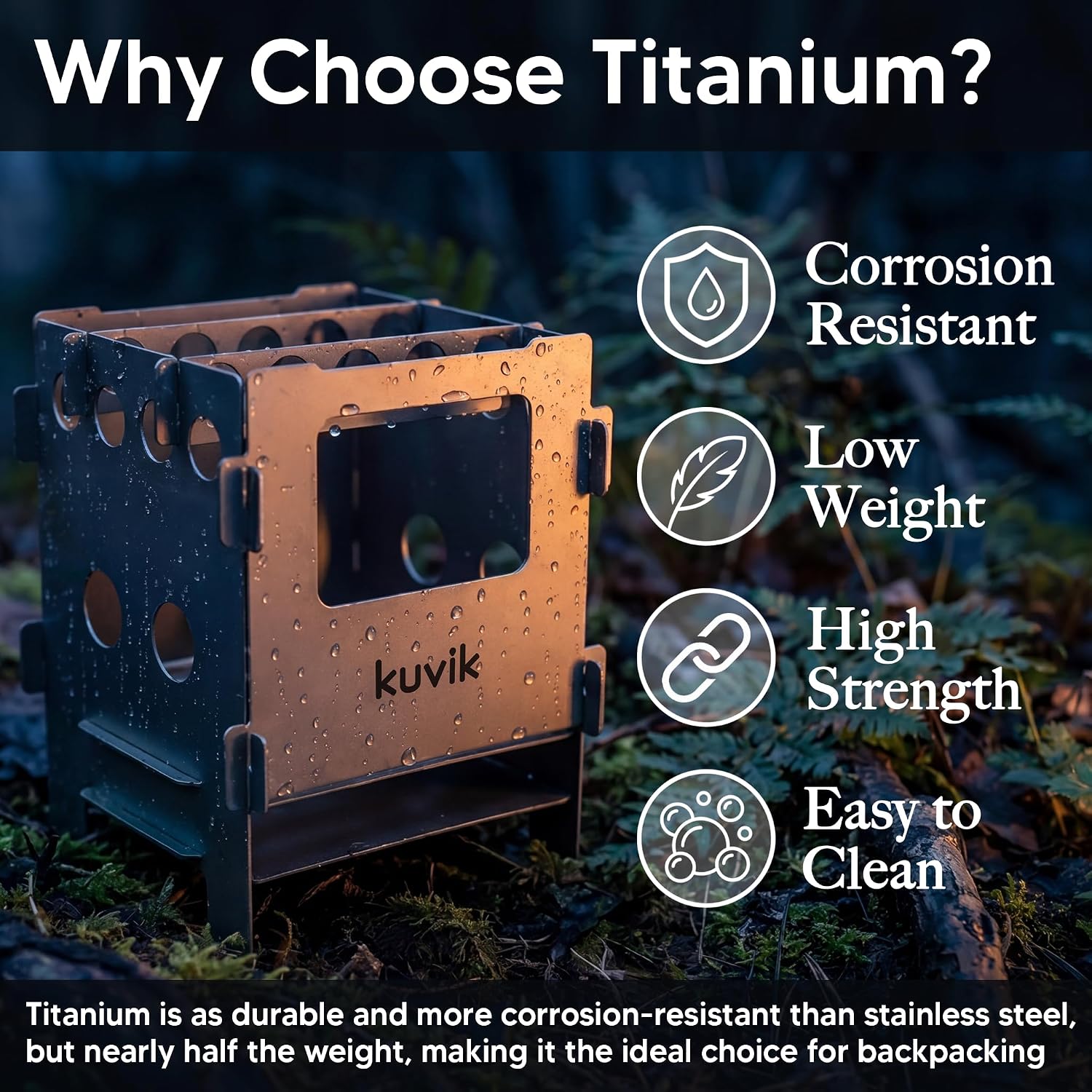 Kuvik Compact Titanium Wood Stove - Ultralight and Compact Stove image 3