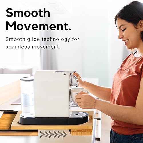 Miniatura 7 de Deslizador de electrodomésticos de cocina de madera, bandeja para debajo del gabinete para cafetera, licuadora, freidora de aire, batidora de soporte