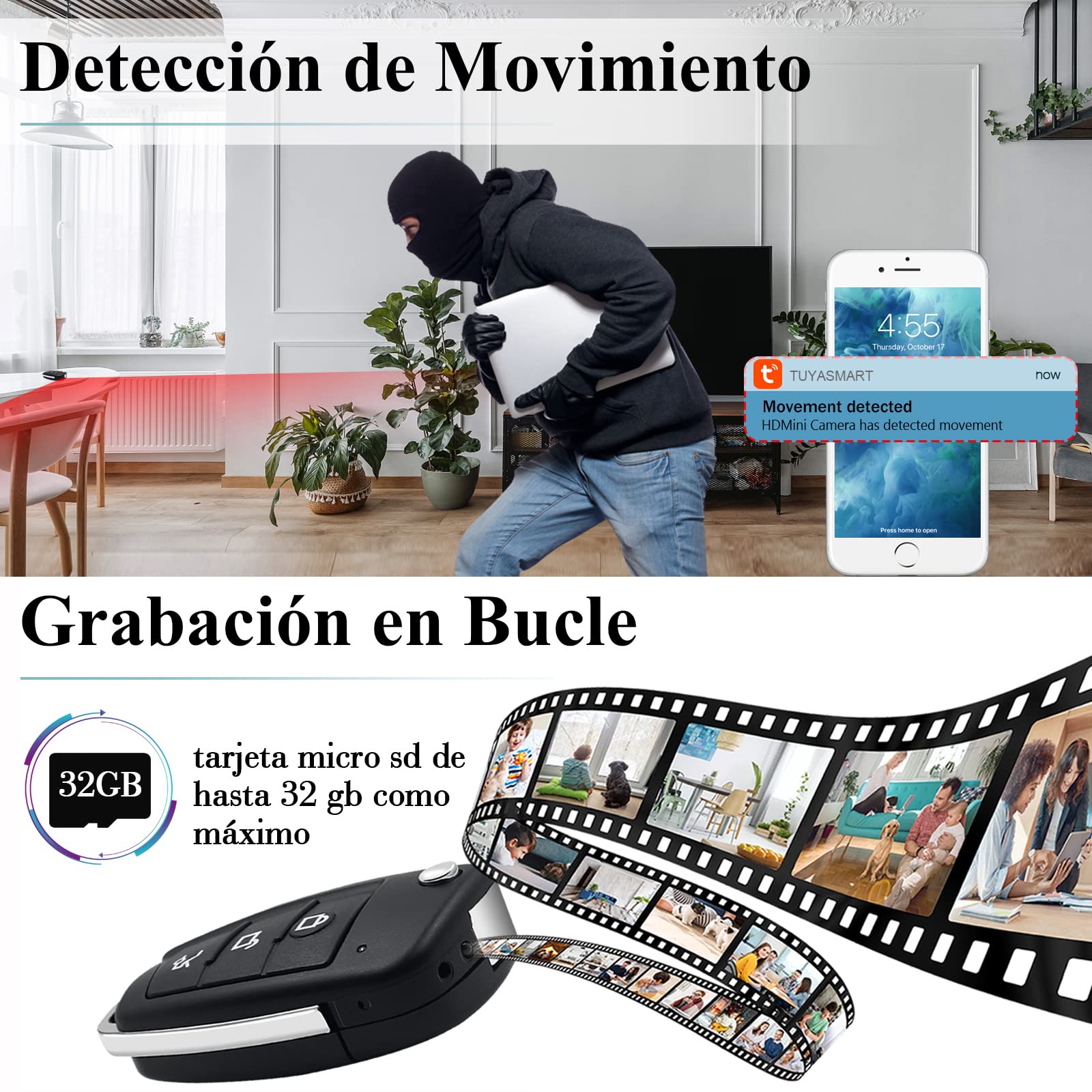 TANGMI Camara Espia Oculta 1080P HD Llave Coche