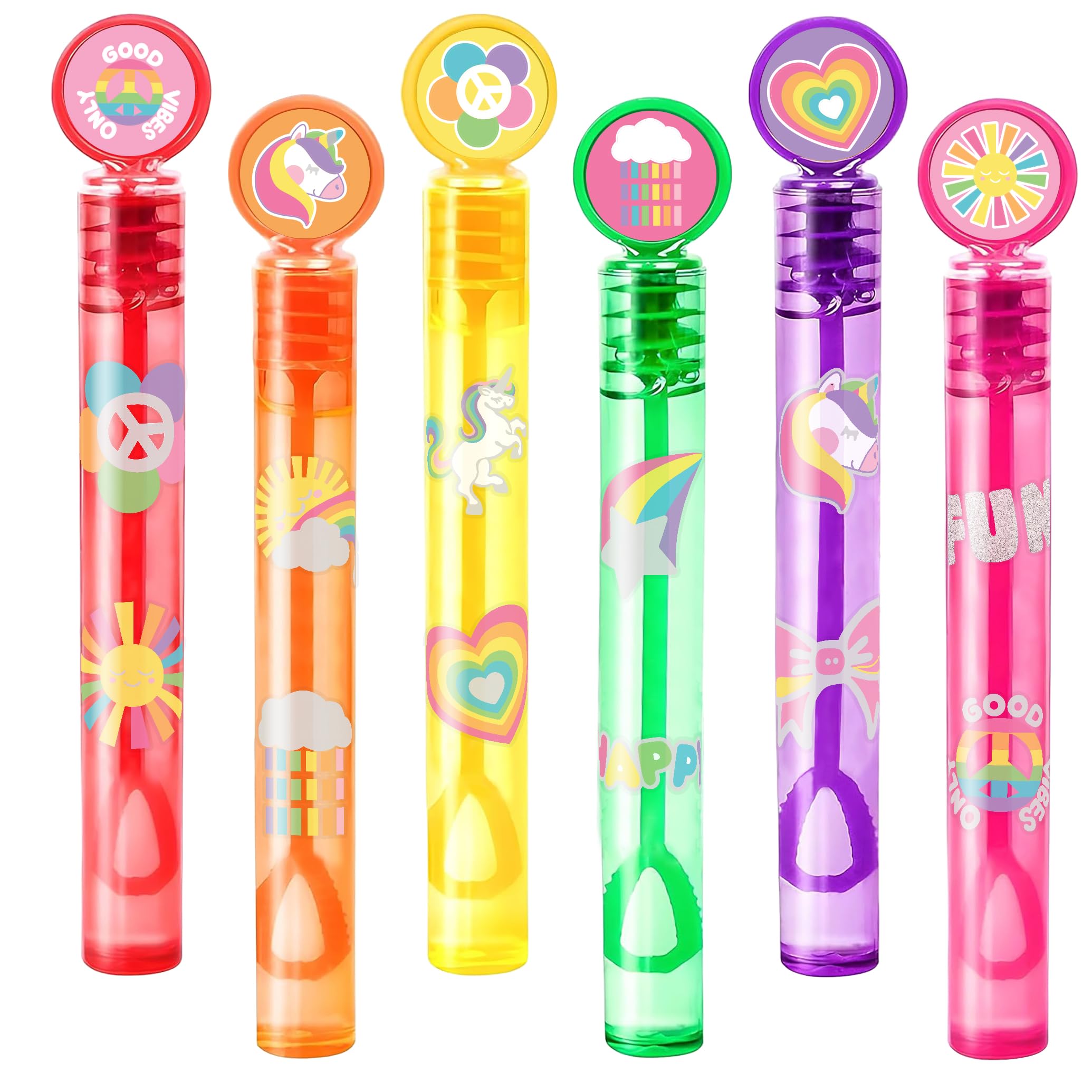 60PCS Cute Unicorns Party Favors 12PCS DIY Bubble Wands for Goodie Bag Fillers Pinata Stuffers Mini Bubble Bulk Smiley Birthday Party Supplies Gifts Class Prizes Toddlers Girls