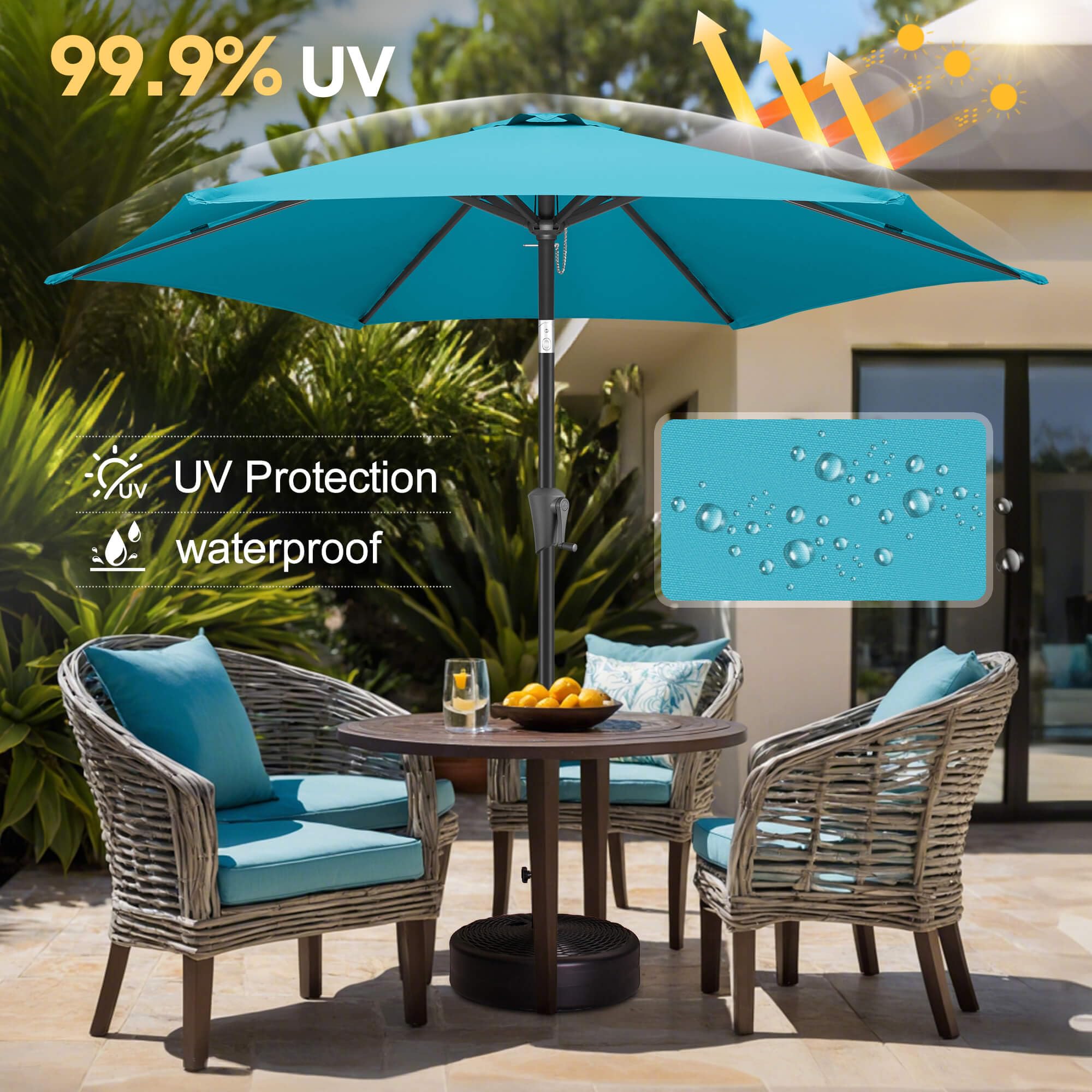 FLAME&SHADE 9ft Patio Umbrella Outdoor