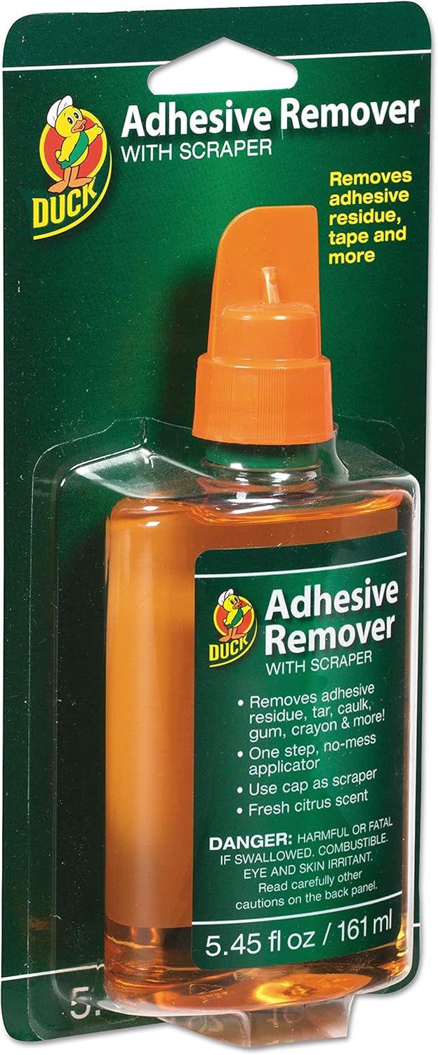 Duck Products - Duck - Adhesive Remover, 5.45 oz. Spray Bottle - Sold As 1 Each - Save time and aggravation by having the right product at hand. - Liquid solution works on duct tape, masking tape, carpet tape, weatherstripping, mounting tape, labels, stickers, gum, tar, caulk and more. - Safe for use on all surfaces. - Sponge applicator for easy and pre