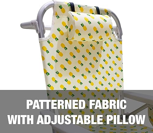 Vista 102 de Bliss Hammocks BBC-350-BF Silla de playa plegable, 5 posiciones reclinables, bolsa enfriadora desmontable, flor azul