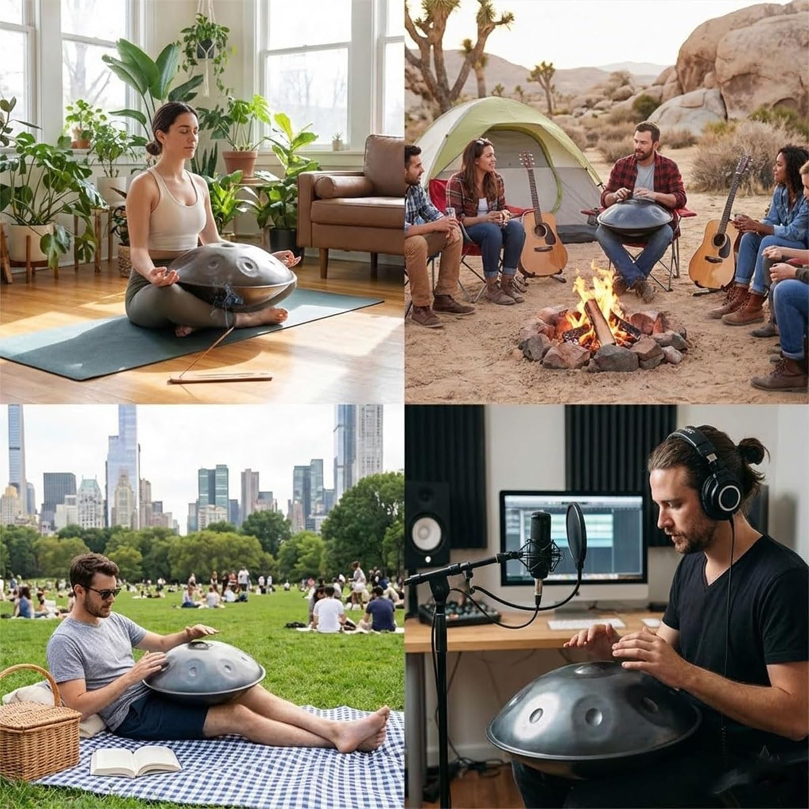 Strumento A Tamburo Handpan 432Hz/440Hz, Tamburo In Acciaio Handpan Da 22 Pollici In Re Minore– Handpan Per Adulti, Set Di Strumenti A Percussione Per La Meditazione(F,440HZ/9Note)