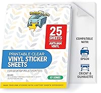 Vista 16 de Papel adhesivo de vinilo transparente imprimible, impermeable, 25 hojas de 8.5 x 11 pulgadas, impresora de inyección de tinta (no Epson), papel