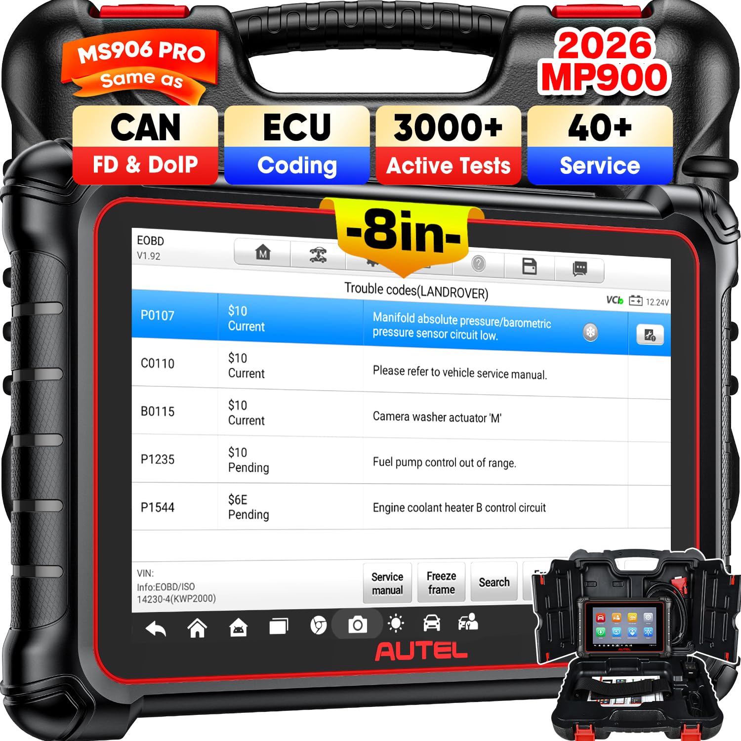 MaxiPRO MP900 Scanner, 2026 Newer of MP808BT PRO MP808S MK900 MX900, Function as MP900BT MS906 PRO MS906 MAX, Bidirectional Diagnostic Scan Tool, 3000+ Active Test, 40+ Service, CAN FD &DOIP