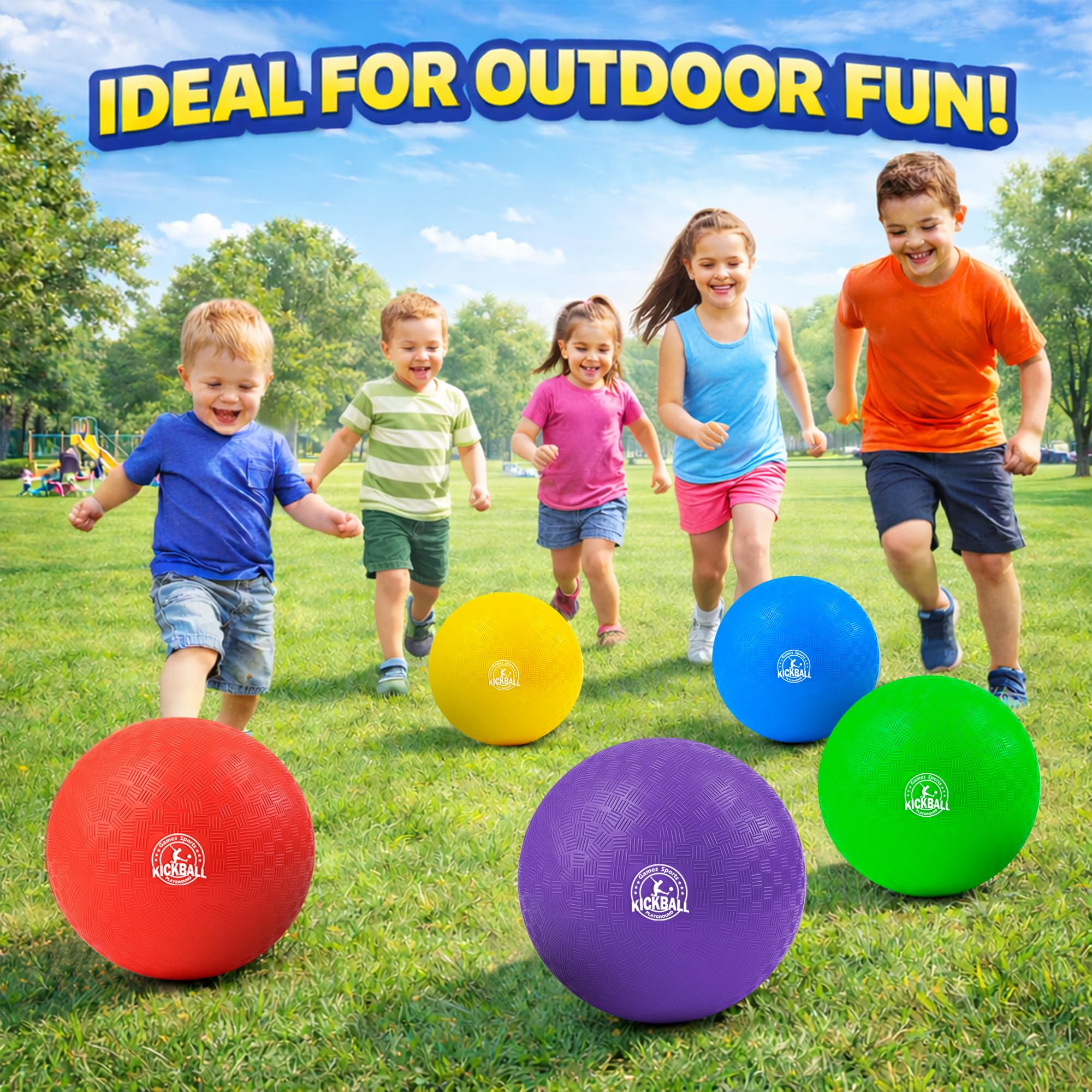 Palline da gioco per kickball da 25,4 cm, confezione da 6 o 12, per bambini e adulti, per giochi scolastici all'aperto e al chiuso, con pompa a mano e borsa per riporre oggetti