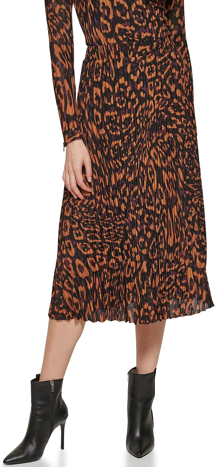 DKNY Women's Pull on Pleated and Printed Skirt