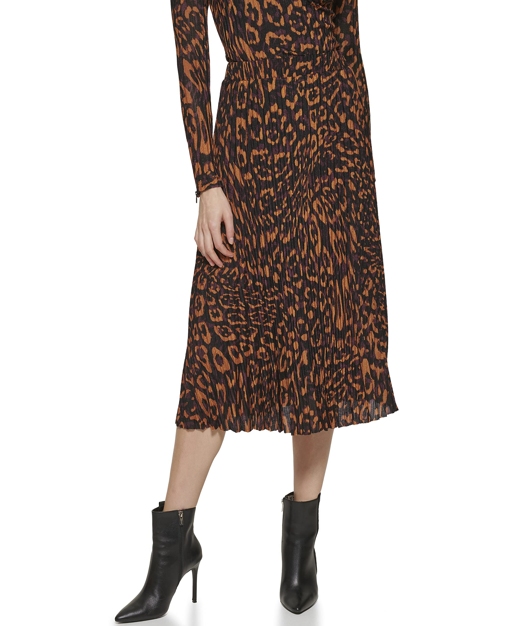 DKNY Gonna A Tubino Plissettata con Stampa Animalier Gonna Donna