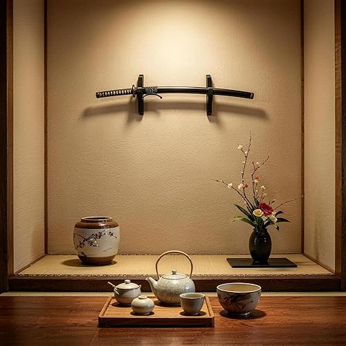Miniatura 2 de Soporte de Montaje en Pared para Espada de 1 Nivel con Gancho Acolchado de Terciopelo, Soporte para Katana, Colgador de Exhibición Ajustable para