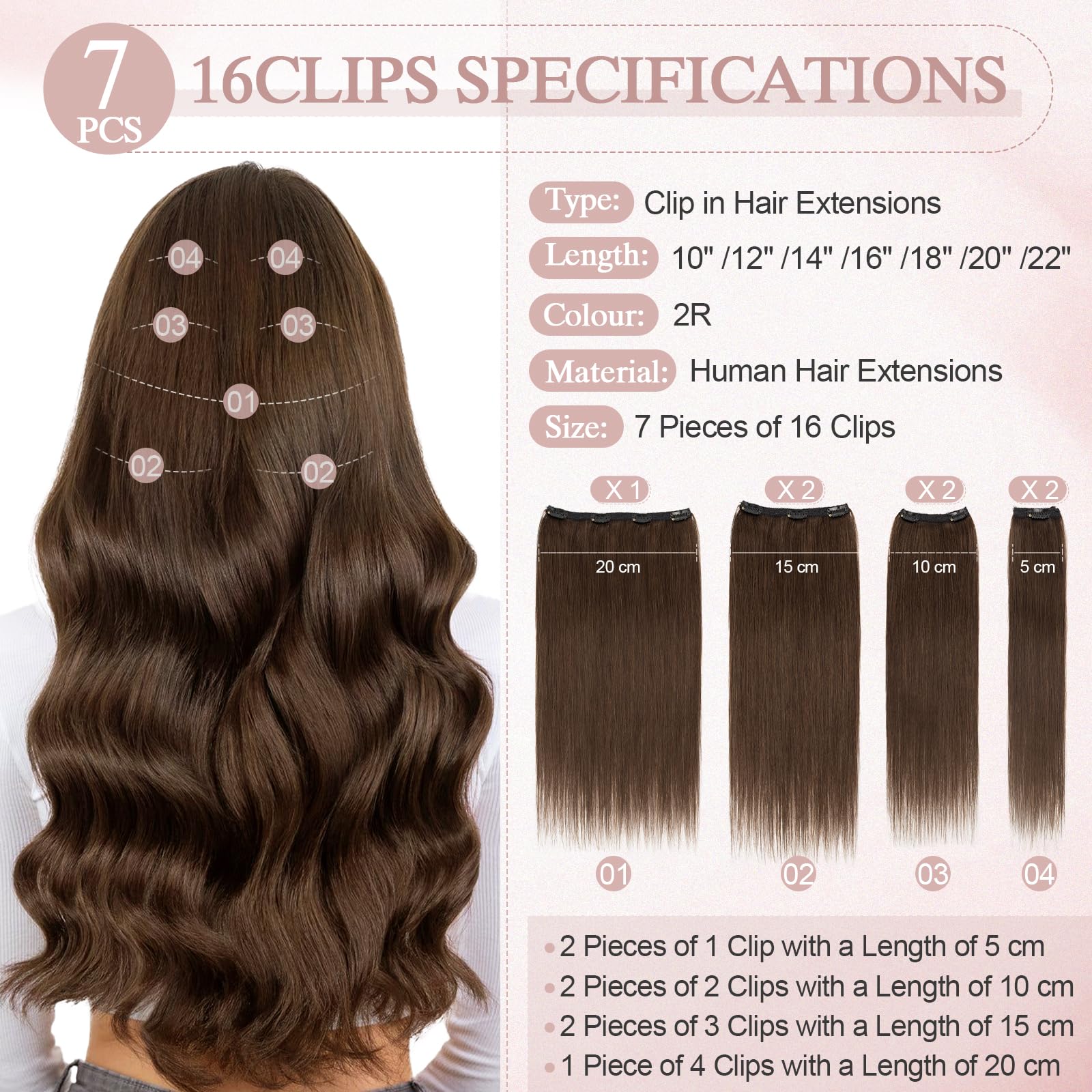 SEGOHAIR Clip in Hair Extensions Human Hair - Image 2