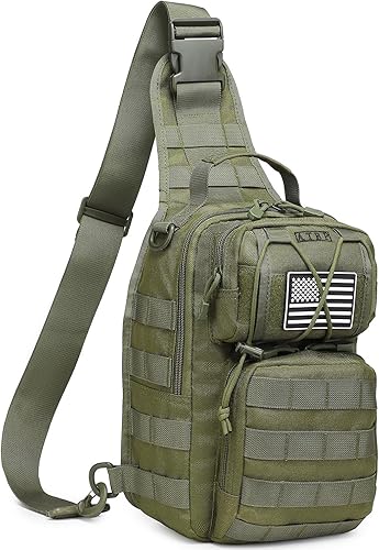 Miniatura 9 de ATBP Mochila táctica para hombre, bolsa militar de una correa para el hombro, bolsa cruzada con funda de 10 litros, Marrón Bronceado Caqui, Mochilas