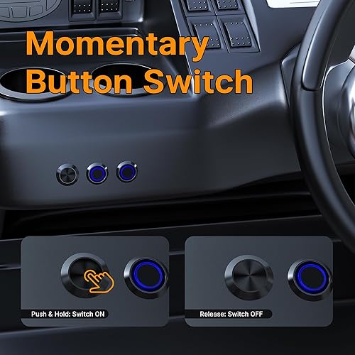 Miniatura 3 de DaierTek Interruptor de botón momentáneo de 0.630 in, terminales de tornillo de 12 V 5 A, carcasa negra, impermeable, 3A, 250 V, interruptor