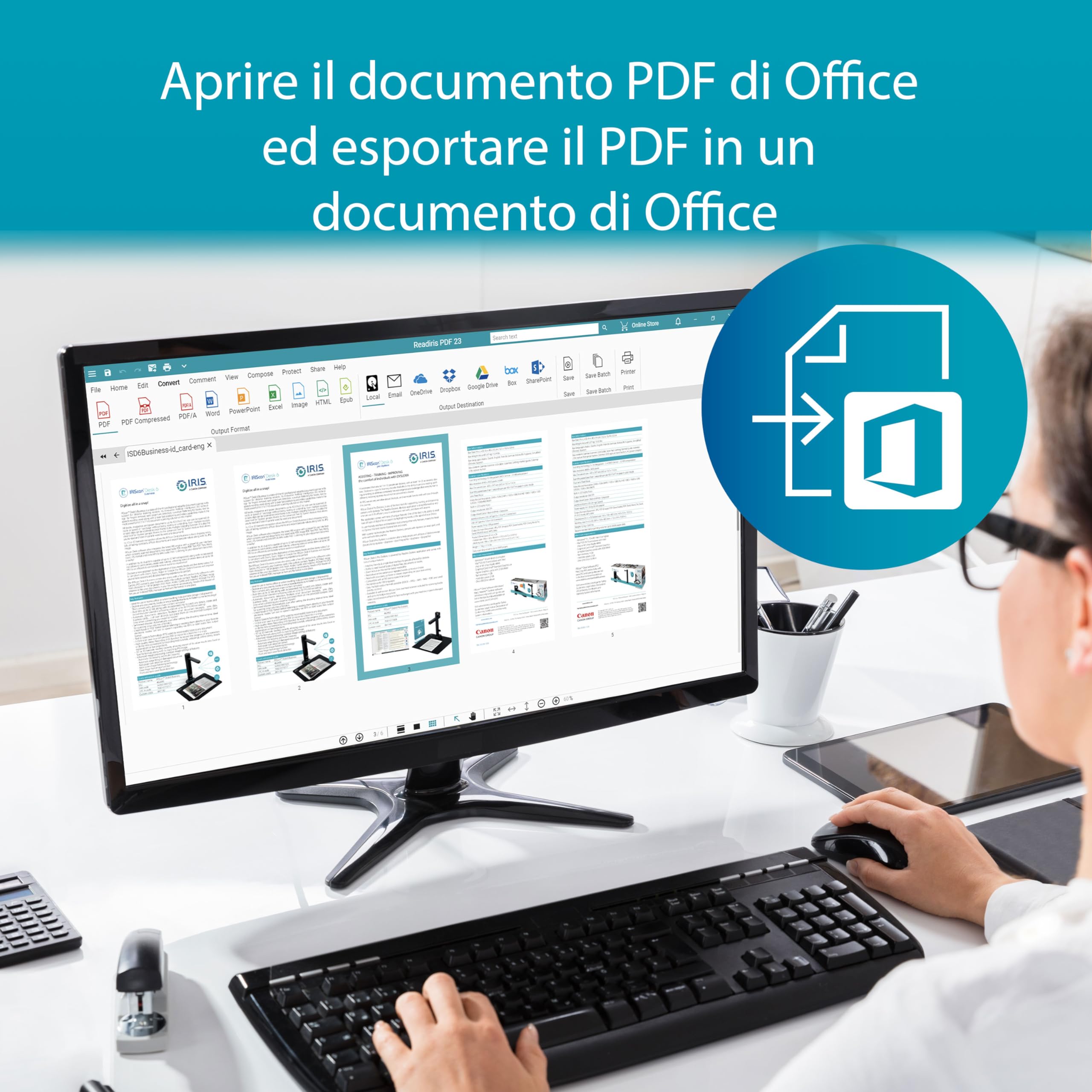 Readiris PDF Business : software 1 Licenza a Vita, PREMIUM PDF Editor Professionale – Modifica, Proteggi, Annota, Converti to office 365, Compila e Firma PDF - 1 Windows PC / 1 Utente/