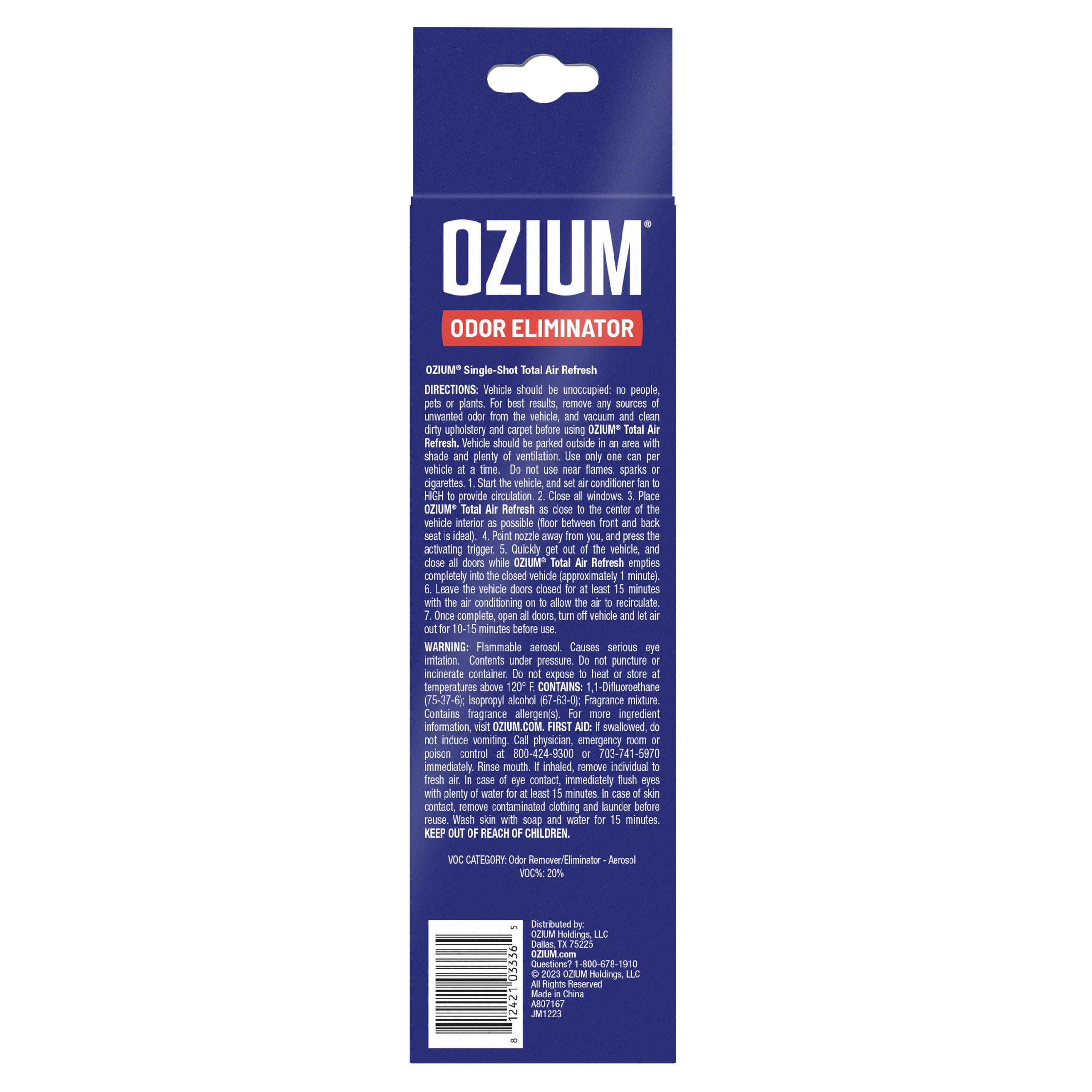 Ozium One-Shot Total Air Refresh - Eliminador de olores de coche de 2 onzas (4 unidades) | Anywhere Eliminador de olores, refresco total de aire y ambientador de coche de un solo tiro, Oiginal, paquete de 4