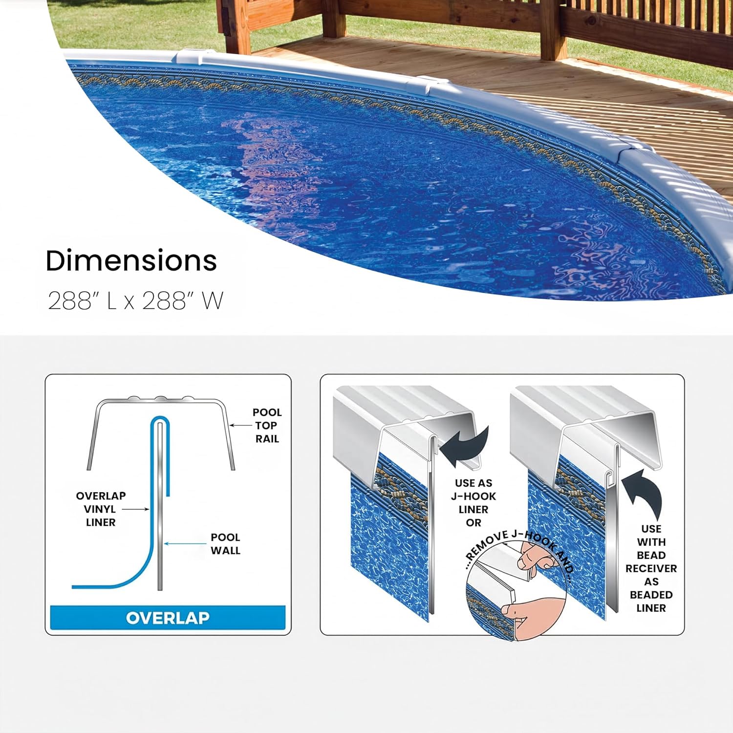 24' Blue and White Round Mystri Unibead Above Ground Swimming Pool Liner