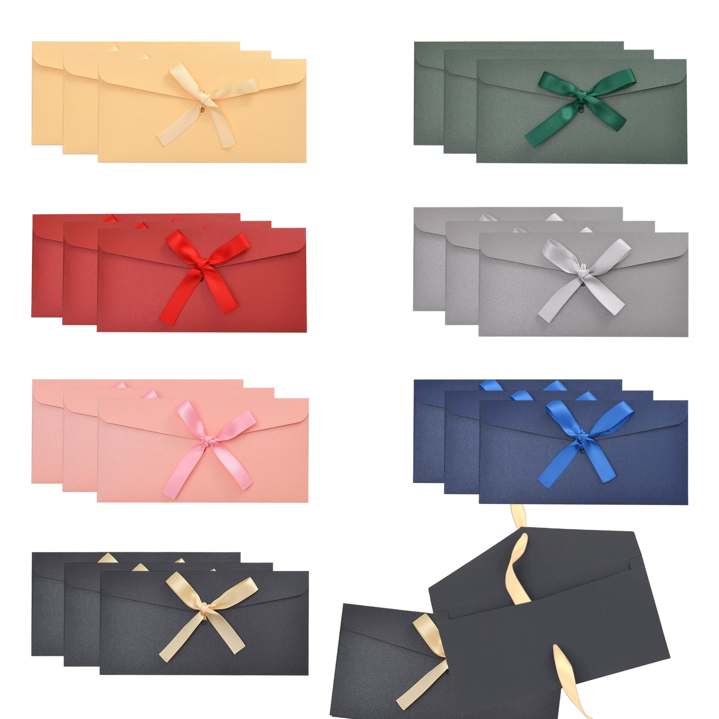 Gift Envelopes, 21 PCS Money Envelopes for Cash Gifts 22x11CM Money Gift Envelope with Ribbons, Moneys Envelope