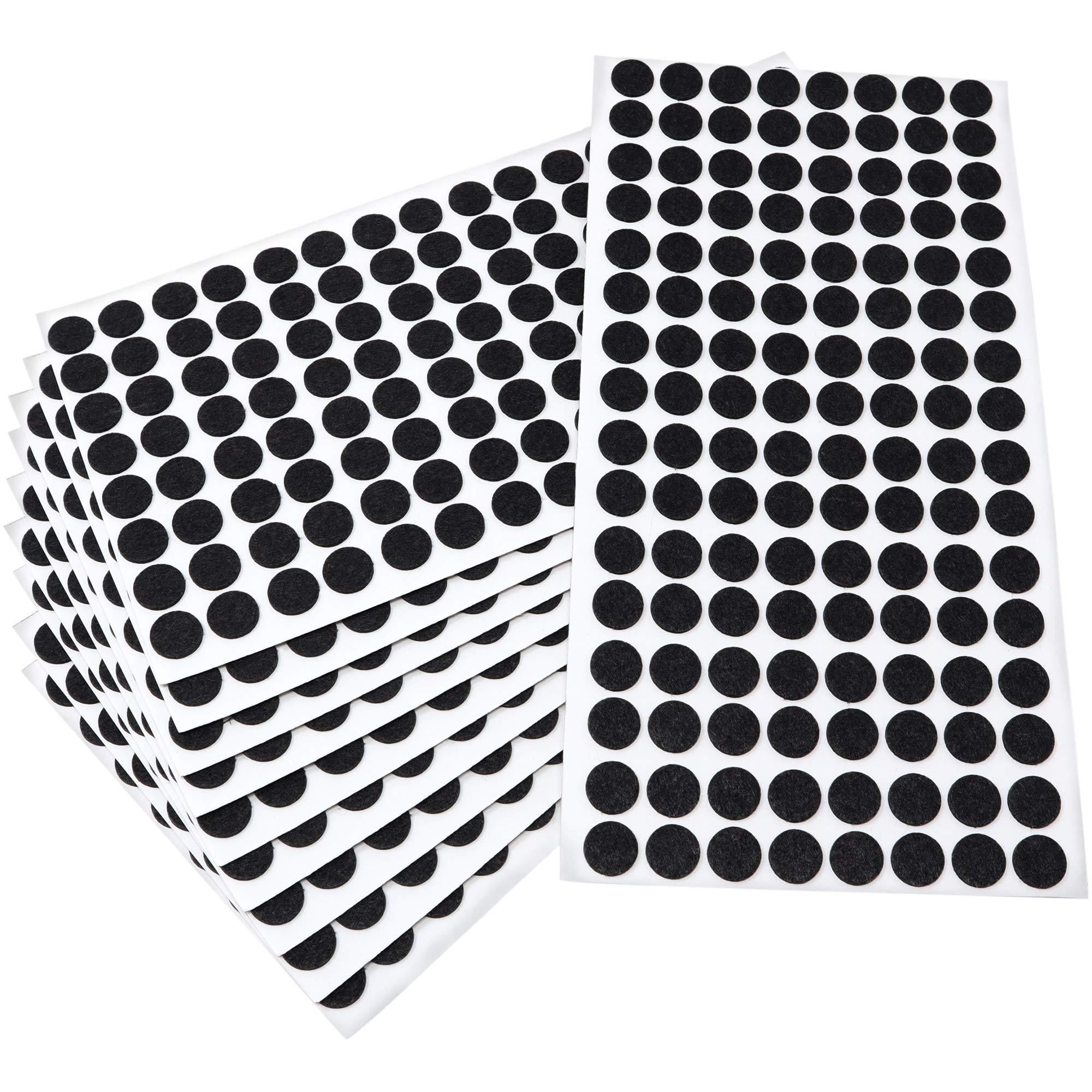 Adsamm® / 1280 x Almohadillas de Fieltro/Ø 12 mm/Negro/Redondo/Protectores de Suelo para Patas de Mueble/Auto-Adhesivos/con Grosor de 1,5 mm de la máxima Calidad