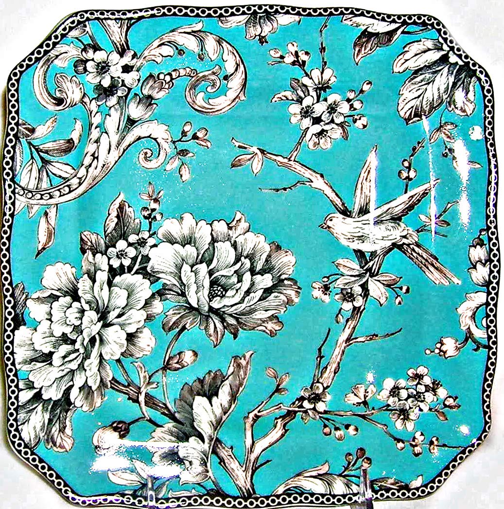 222 Fifth Adelaide Turquoise Salad / Luncheon Plates Square | 1 Replacement Piece
