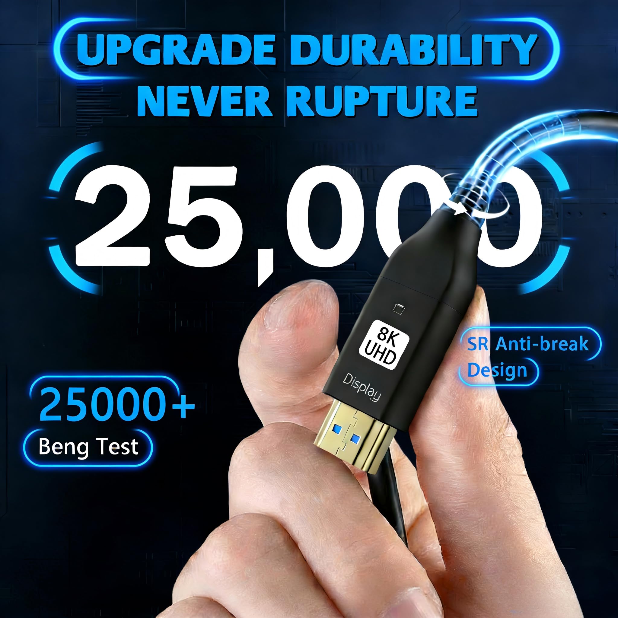 Asnish Cavo HDMI in fibra ottica 8K, 15,2 m, 2.1, ultra 48 Gbps, sottile e flessibile, ad alta velocità, 8K a 60 Hz, 4K a 120 Hz, HDR/eARC/ARC/HDCP/2.2, 3D, compatibile con PS5/TV/proiettore/DVD e