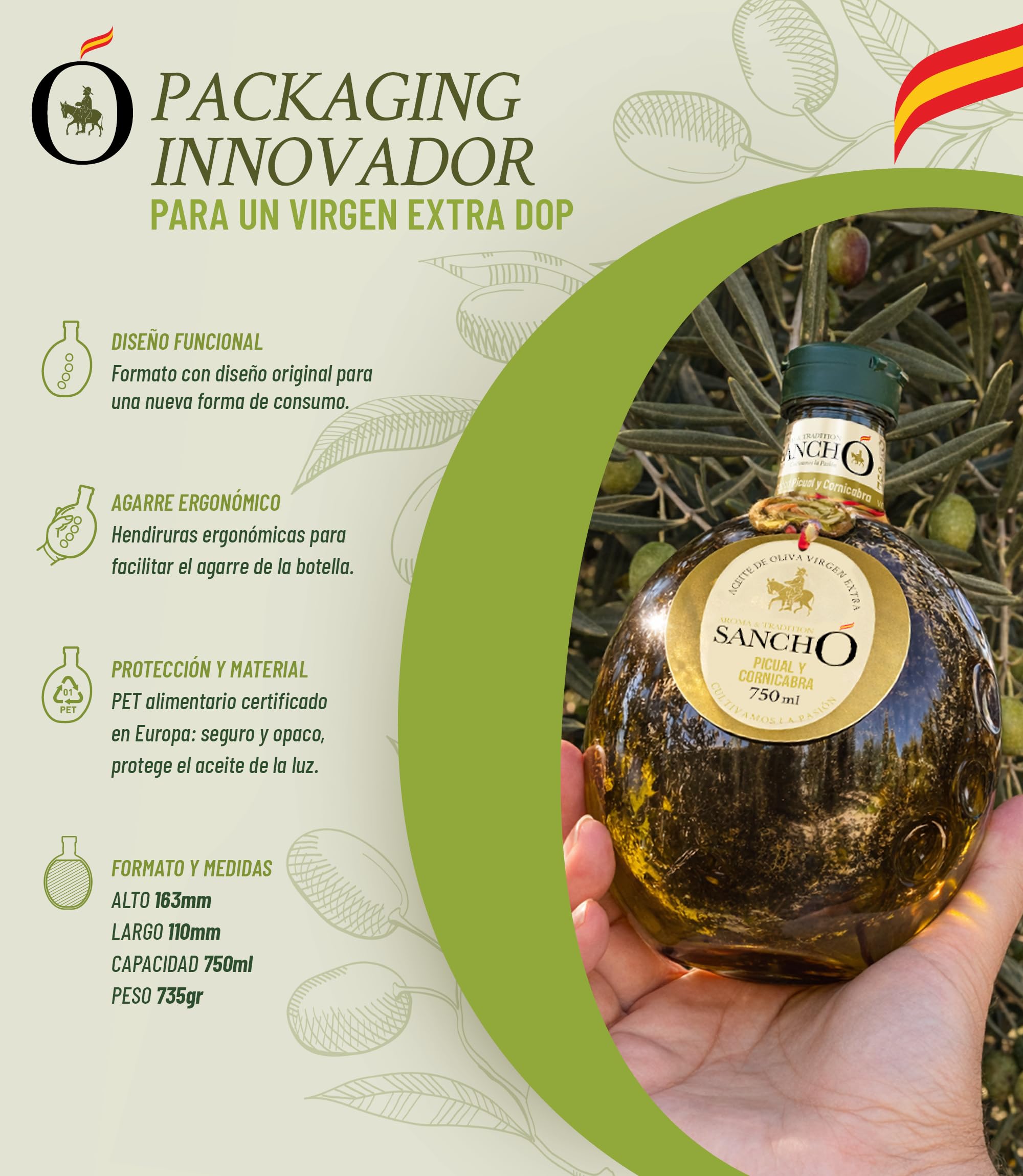 Aceite de oliva virgen extra dúo picual y arbequina pack 2 x 750 ml botella plástico | aove gourmet extraído en frío | aceite premium español cocina diaria | sancho la mancha, dop campo de montiel.