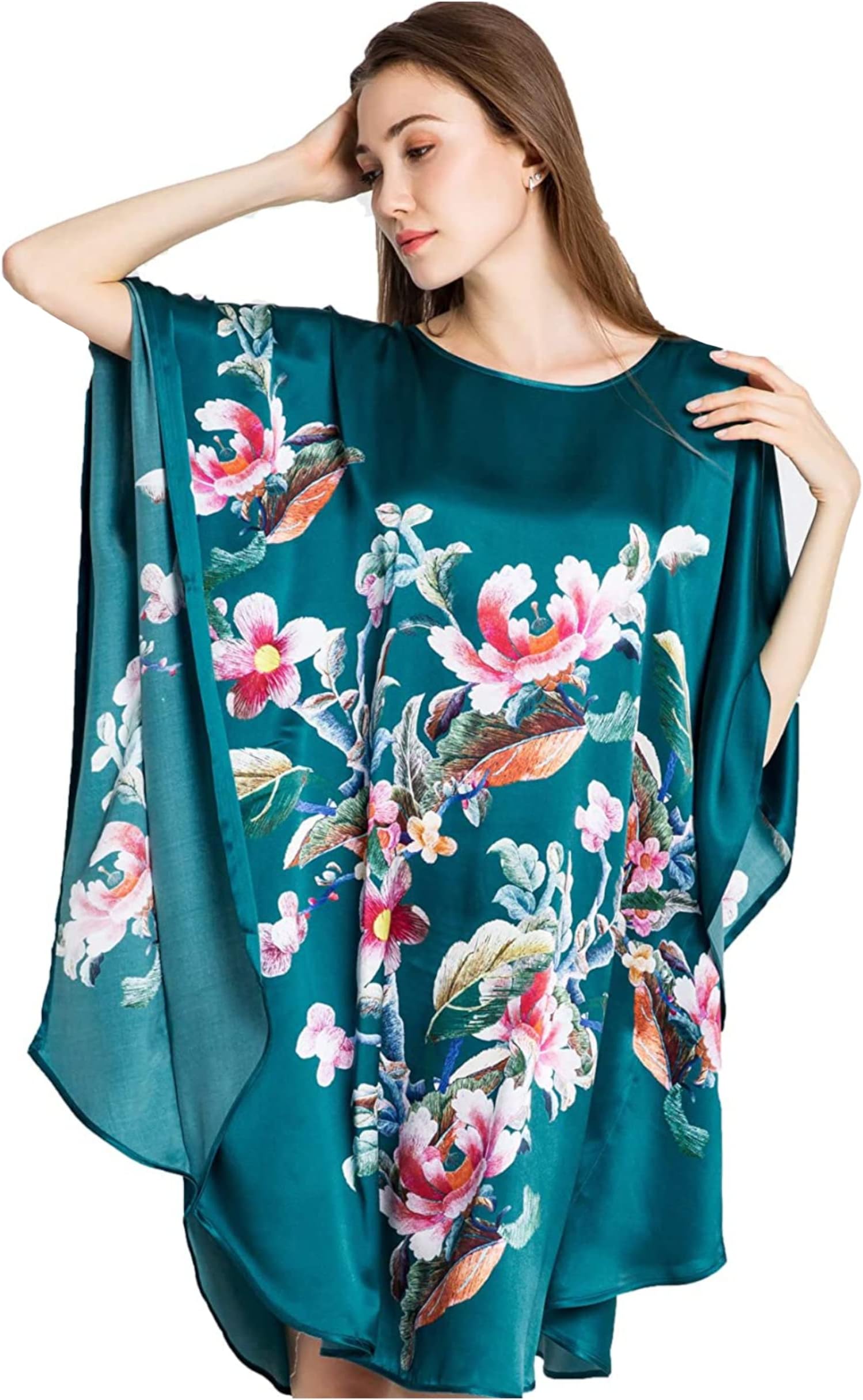 100% Pure Silk nightgowns Batwing Sleeved Classic Sleepwear