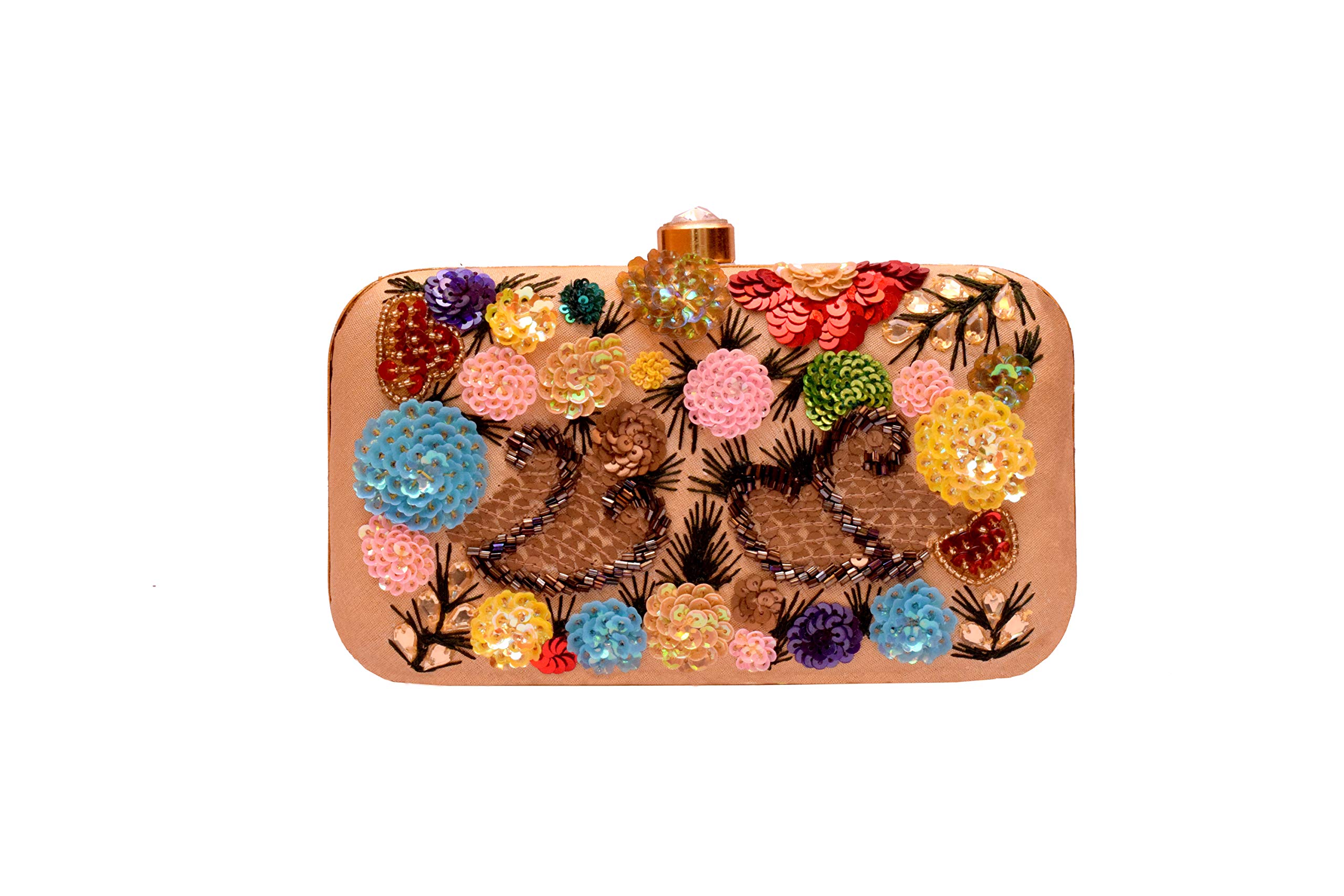 women bridal Fancy Party Hand Embroidered Box Clutch Purse with Sling For Girls and Women-image-39