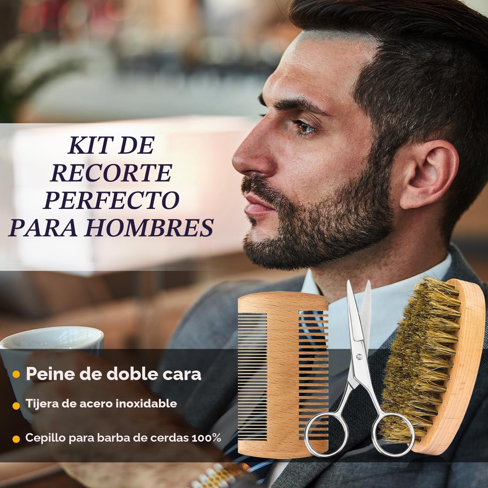 Kit de aseo de barba Oukzon para hombres, set de cuidado de barba 11 en 1 con lavado y acondicionador de barba 60ML, 3 aceites de barba, bálsamo de barba, cepillo de barba, navaja recta, regalos de
